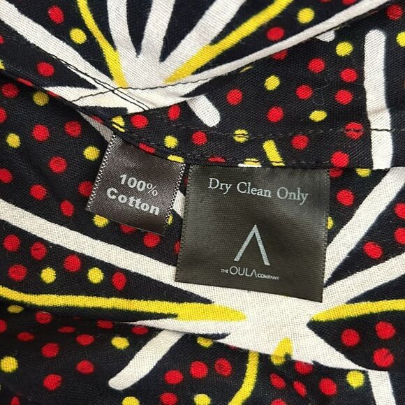 NWOT The OULA Company Abstract Print Cotton Tie Strap Fit&Flare Sundress size L - Picture 14 of 14